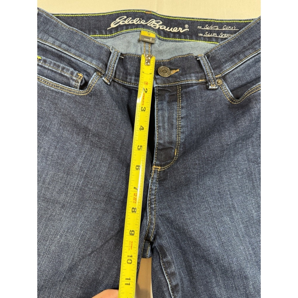 Eddie Bauer Women's Jeans Slightly Curvy Slim Straight Leg Dark Wash Denim 6 - Picture 7 of 7